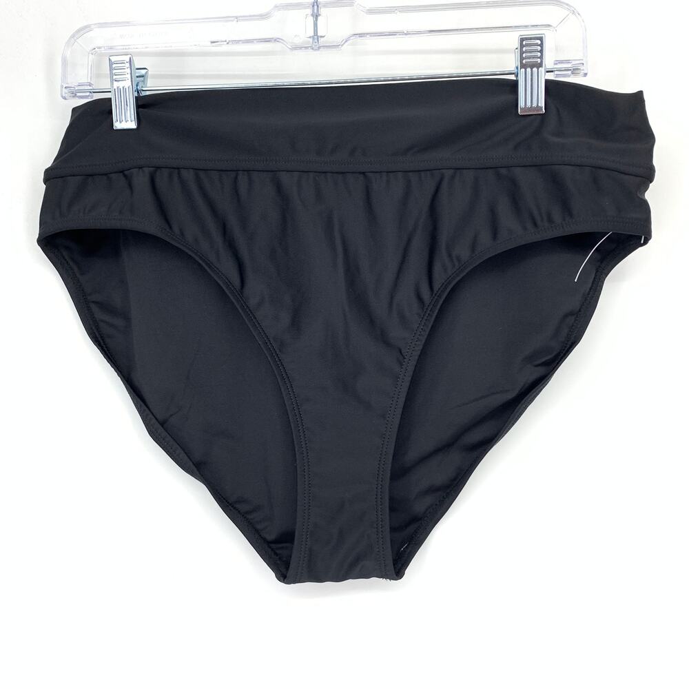 Caribbean Joe Swimsuit Bikini Bottom Womens Size 16 Black Mid Rise